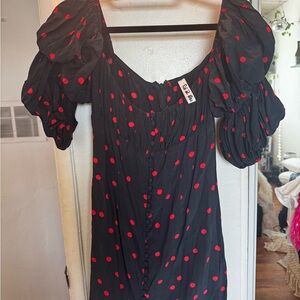 Rat & Boa Black Dress with Red Polka Dots
